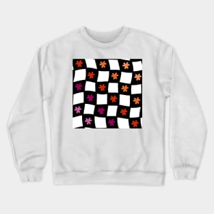 Floral Checker Board - Lesbian Pride Crewneck Sweatshirt